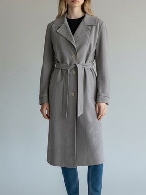 Vintage Women's Count Romi Ultra Suede Belted Trench Coat Lavender Gray As Is